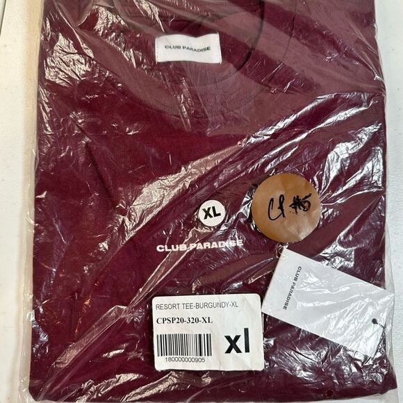 NWT Club Paradise Unisex Maroon Tee Shirt Logo Printed Hip Hop Music - Size XL - Picture 4 of 7